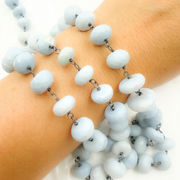 Blue Opal Rondel Faceted Oxidized Chain